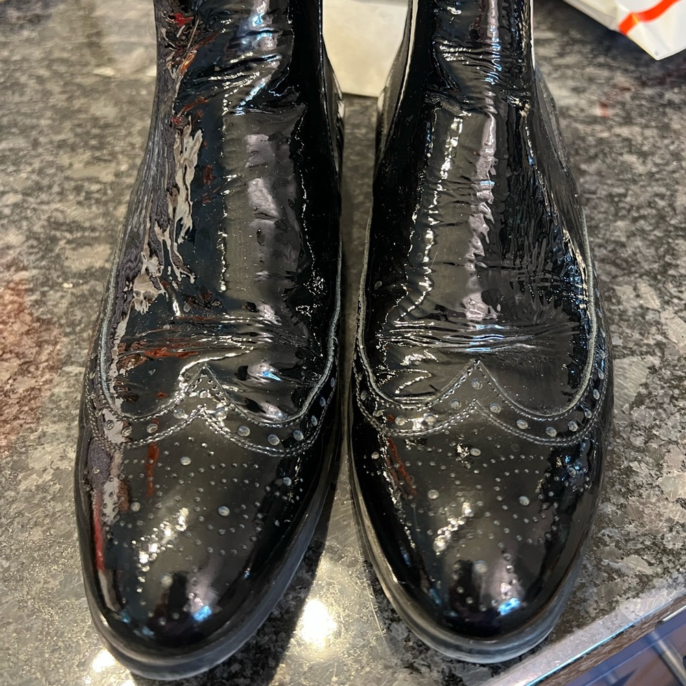 Black patent booties